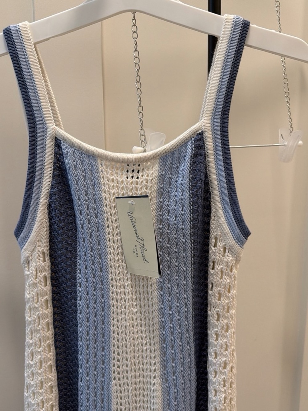 Universal Thread Striped Knit Tank Dress in Blue and Cream